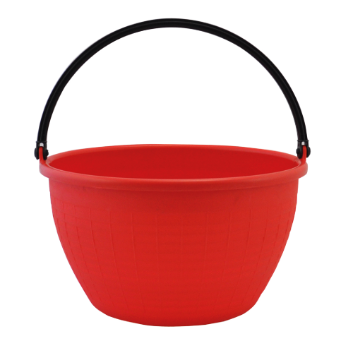 Agricultural basket 20 lt in polyethylene with oscillating handle in red plastic bucket for harvesting grapes and tomatoes