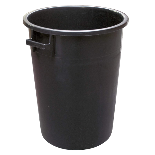 Bidone per rifiuti in pvc 100 litri Ø cm 52x66 h sovrapponibile senza coperchio colore nero uso agricolo