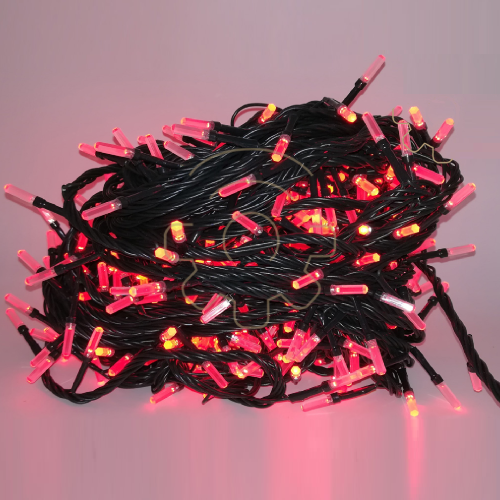 Guirlande lumineuse de Noël LED série 100 à prisme rouge chaîne de 9 m pour usage extérieur et intérieur