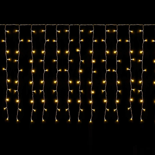 Cortina de lluvia 180 luces navideñas LED blanco cálido amarillo 200 x 100 cm para exterior