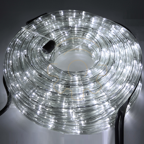 10-meter LED Christmas Light Tube, Cool White, 230V, Power Supply Included, 8 Light Effects, IP44, for Indoor and Outdoor Use