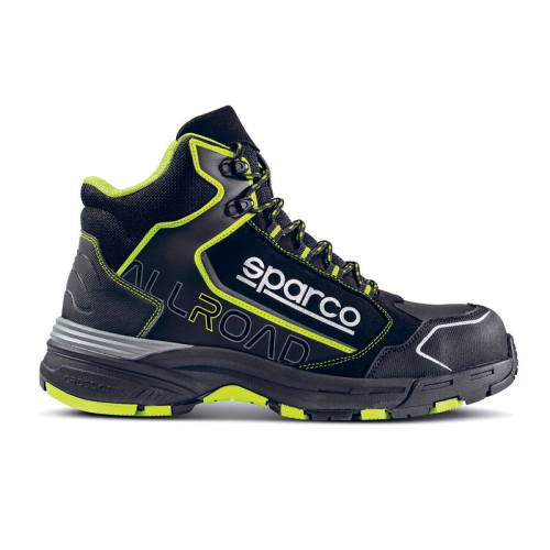 Sparco scarpa Allroad Motegi calzatura di sicurezza nero/giallo fluo S3 in microfibra idrorepellente e nylon con suola phylon + gomma