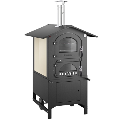 Holzofen mit belüftungssystem und beleuchtungswagen kamin und thermometer 120x95,5x163 cm holzgrill