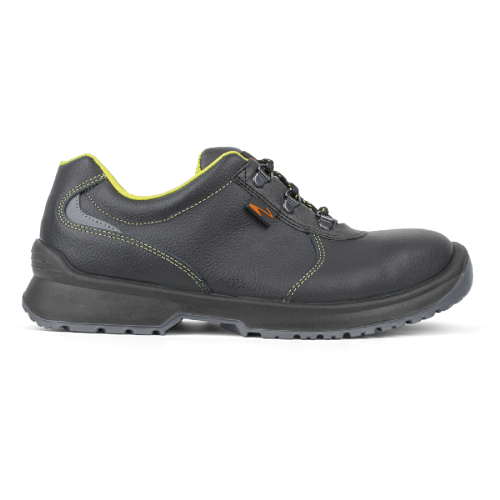 Pezzol Oyster S3 SRC 610Z low safety work shoes in water-repellent black leather made in Italy