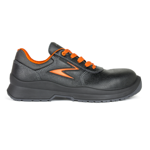 Chaussures de travail Pezzol Voyager S3 SRC chaussure de sécurité basse en cuir hydrofuge noir et orange fabriquée en Italie