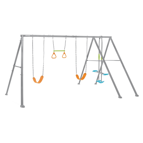 Intex 44131 Schaukelschaukel für Kinder 4 Spiele mit grauer Stahlstruktur 467x254x211 cm.