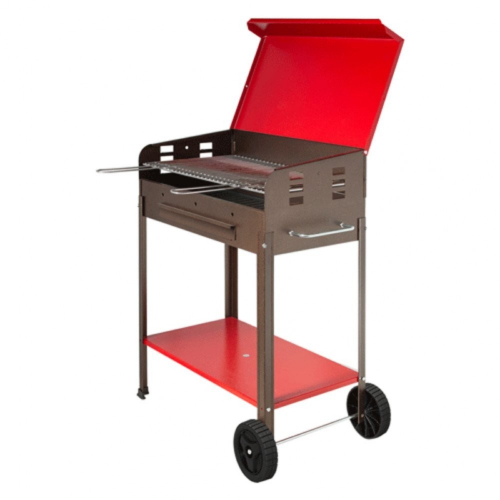 Vanessa charcoal barbecue in painted iron with wheels 40x60x90 cm with steel grill