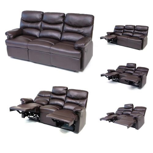 divano Diana 3 posti marrone recliner con poggiapiedi cm 207x90x101 h