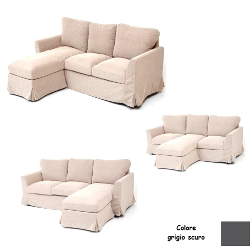 Elle Family 3-Sitzer-Sofa dunkelgrau cm 205x85x85 h Chaiselongue