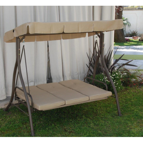 3-seater rocking chair Verline ecr? dove gray iron with sun canopy