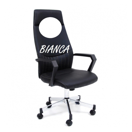 Sake office armchair in white eco-leather with wheels cm 58x56x113 / 120 h