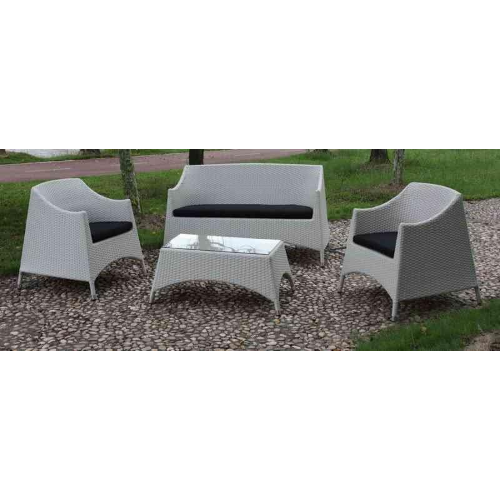 salon de jardin Minorca blanc canapÃ© 2 fauteuils table en rotin poly