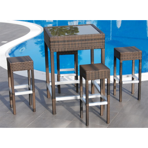ensemble de meubles de jardin Maiorca caff? table 4 tabourets chaises poly rotin
