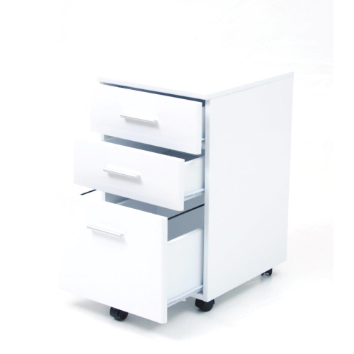 Mobile office chest of drawers white MDF with wheels cm 40x44x65 h