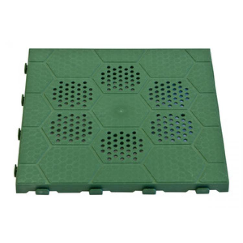 Floor E40 green polypropylene tile 39x39x2.5 cm for outdoor garden camping use with joints for junction