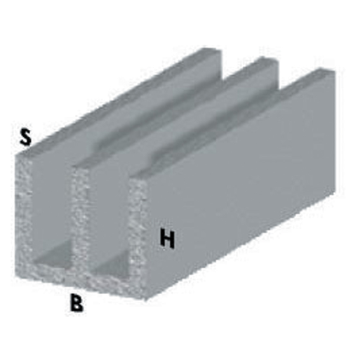 Doppelkanalprofil U cm 100 h Silber Silber 16x7x1 mm Aluminium