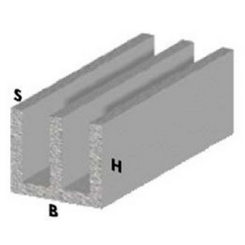profilo canalino a doppia U cm 200 h finitura silver 16x12x1 mm in alluminio anodizzato