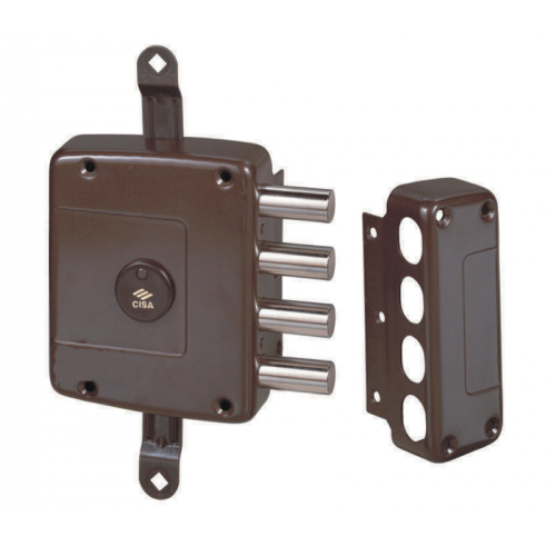 Serrure de sécurité gauche Cisa 57162 serrure triple à double panneton avec 4 pênes dormants entrée 60 mm sans tringles