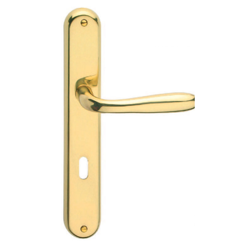 maniglia serie Goccia con placca in lega cromo satinato quadro 8/90 mm