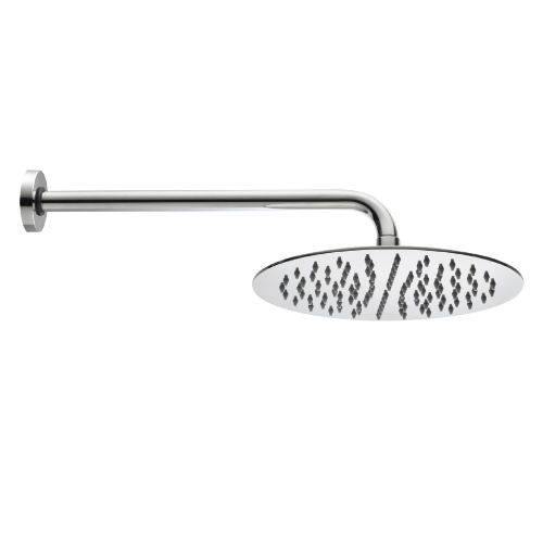 Bras de douche Tetis avec pomme de douche ronde Ø 30 cm en inox épaisseur 4 mm bras de douche horizontal 1/2"Mx1/2"M