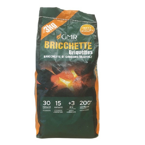 GMR Holzkohlebriketts 3 kg Premiumqualität für BBQ, Grill, Garten, Feuergrills