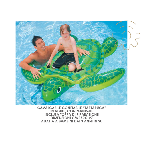 Intex 57524 cavalcabile gonfiabile Tartaruga gioco mare piscina bambini cm 150x127