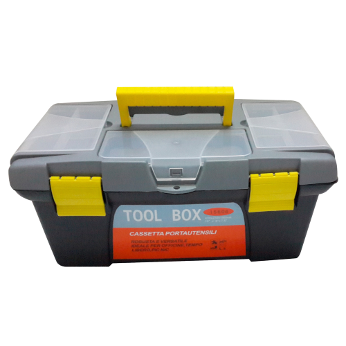 Caja de herramientas de resina con bandeja 40x23x19 cm para herramientas de soporte de piezas pequeÃ±as para hobby y uso profesional
