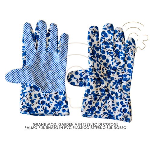 Handschuhe mod. Gardenia in Baumwollpalme gepunktet in PVC elastisch auÃŸen auf der RÃ¼ckseite