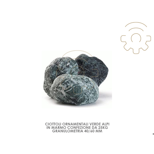 25 kg ornamental pebbles Verde Alpi in marble 40 / 60mm outdoor garden fountains
