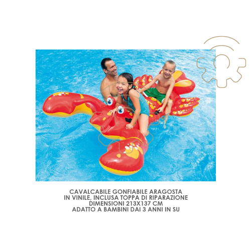 Intex 57528 Cavalcabile gonfiabile "Aragosta" cm 213 x 137 vinile giochi bambini mare piscina