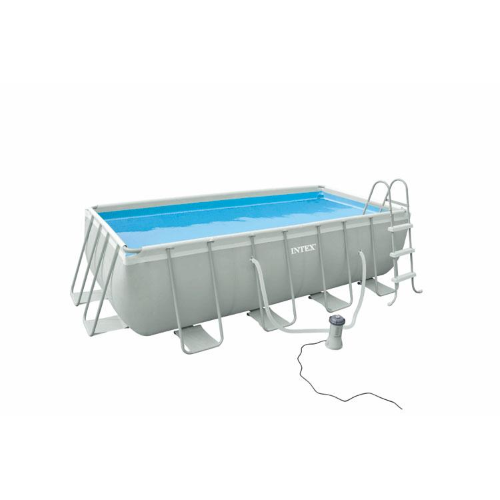 Intex 26778NP piscina con telaio Prisma Metal cm 488x244x107 h rettangolare completa pompa filtro scaletta telo base copertura