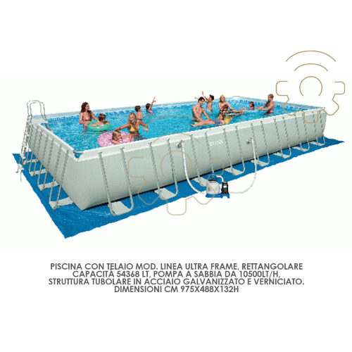 piscina ultra frame intex cm 975 x 488 x 132 h rettangolare con telaio e pompa