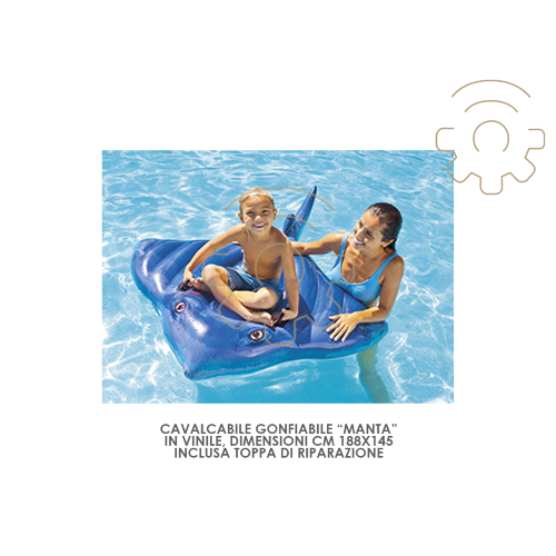 Intex 57550 cavalcabile gonfiabile "Manta" cm 188 x 145 vinile giochi bambini mare piscina