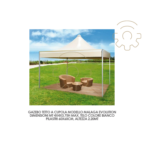 Punta Malaga Evolution Pergola Pavillon weiÃŸes Tuch 4x4x3.75H mt auÃŸerhalb Garten