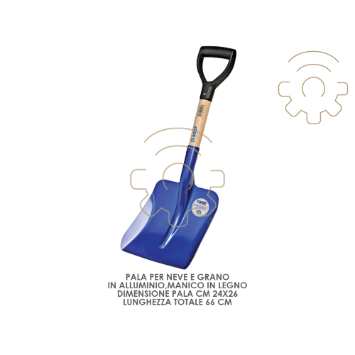Shovel aluminum shovel for snow grain wood handle cm 24 x 26 x 66 h shovel