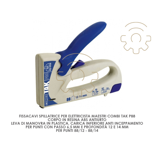 Cable clamp stapler for electricians Maesti Ro-Ma Combi Tak P88 passio points 6.5 mm depth 12 14 mm points 88/12 - 88/14