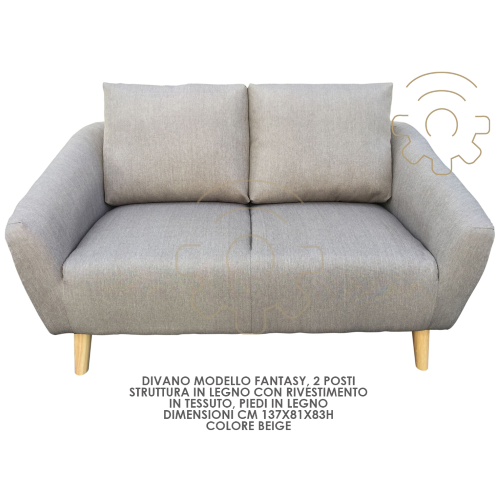 Fantasy 2-Sitzer Sofa beige Farbe HolzfÃ¼ÃŸe Stoffpolsterung 137 x 81 83 h