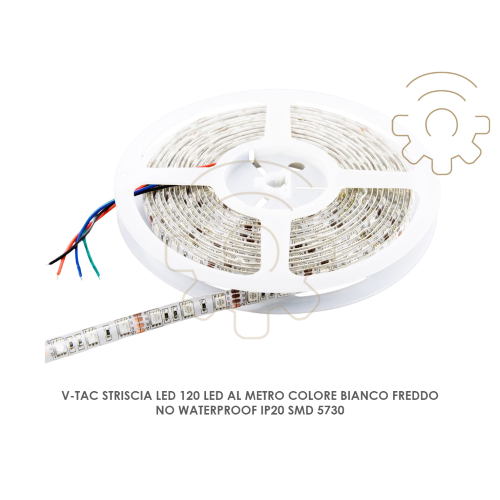 Tira de led v-tac 120 led por metro color blanco frÃ­o IP20 5730 smd no impermeable