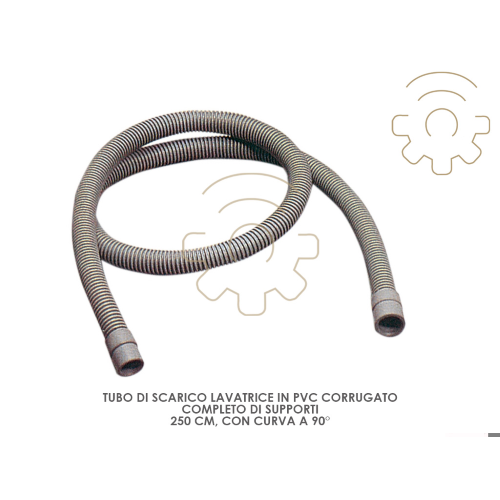 Tubo scarico lavatrice Pvc corrugato curva 90° supporti lunghezza 250 cm lavatrice scarico tubo acqua
