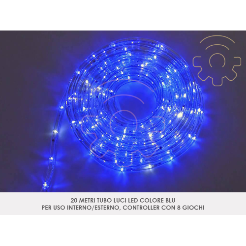 Blue Christmas LED tube 10 mt 8 light games for indoor and outdoor