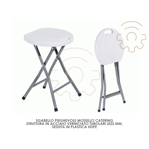 Catering Klapphocker aus lackiertem Stahl und HDPE Kunststoff Sitz mit Griff 33x30x45 h auÃŸerhalb Garten
