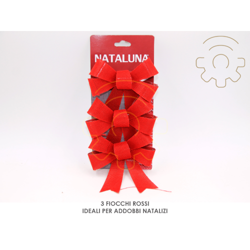 Nataluna 3 fiocchi colore rosso per albero di Natale misura piccola decorazioni natalizie addobbi