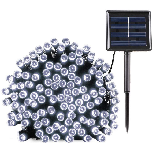 200 Serie EisweiÃŸ LED Weihnachtsbeleuchtung mit Solarpanel 16 mt Kette mit 8 Spielen im Freien