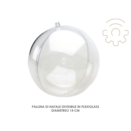Pallina palla sfera di Natale trasparente divisibile in plexiglass ø 14 cm Natale decorazioni addobbi natalizi