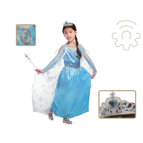 Costume carnevale bimba Frozen Elsa principessa dei ghiacci pricipesse Disney taglia M 110-120 cm vestito e mantello
