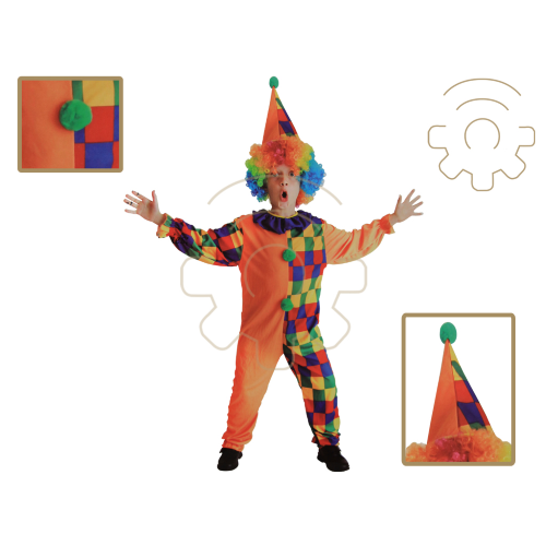Clown Faschingskostüm für Jungen Gr. M 110-120 cm Anzug Partyhut Hut
