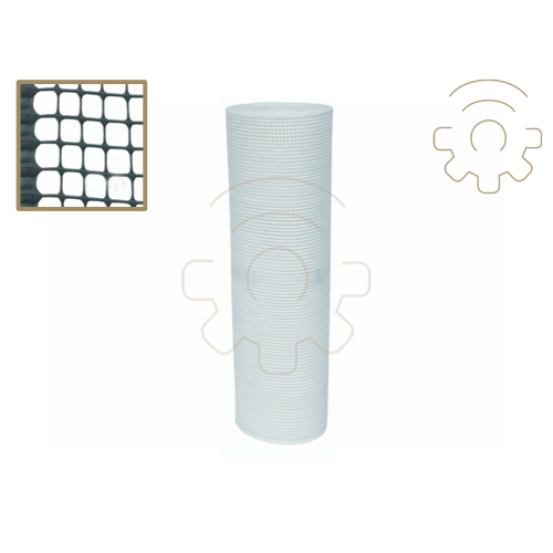 Balcony protection net, white color, 1x50 m roll in high resistance polyethylene 10x10 square mesh