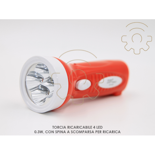 4 LED wiederaufladbare Taschenlampe mit einziehbarem Stecker