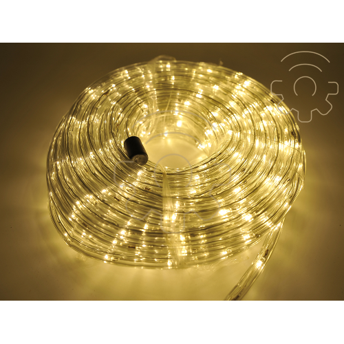 Tubo luminoso a led di Natale bianco caldo 20 mt con 8 giochi luci per esterno e interno 3000K