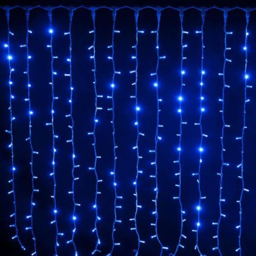 Tente de pluie de NoÃ«l avec 192 lumiÃ¨res LED bleues 2x1 mt pour une utilisation en extÃ©rieur avec 8 effets de lumiÃ¨re